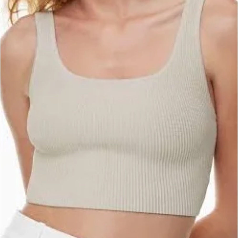Babaton Sculpt Knit Squareneck Cropped Tank in Matte Pearl, size Small